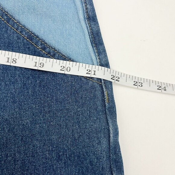 Nasty Gal Collection Jeans Two Tone Denim Mom Jeans. Light/Dark Blue. Size 10 - Picture 9 of 16